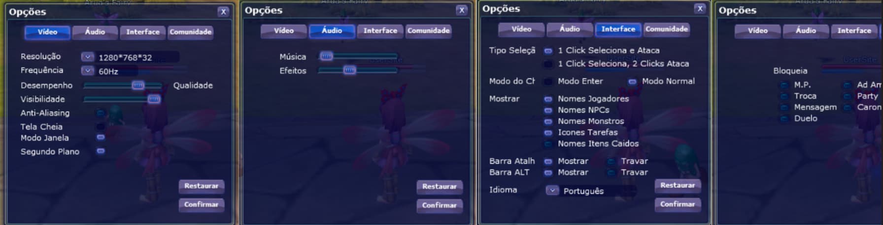 Janela de options